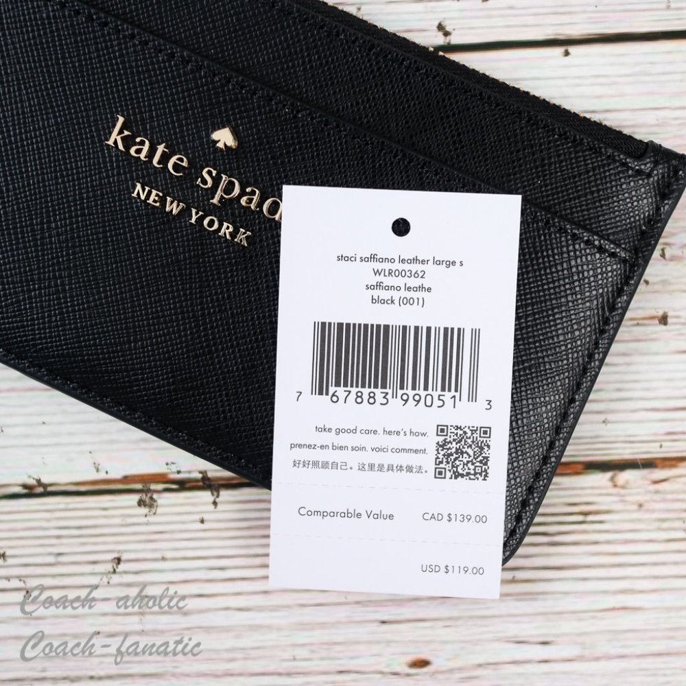 NWT Kate Spade Staci Large Leather Slim Card Holder Wallet in Black - Picture 8 of 9